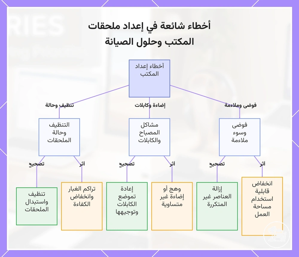 أخطاء شائعة في إعداد ملحقات المكتب وحلول الصيانة