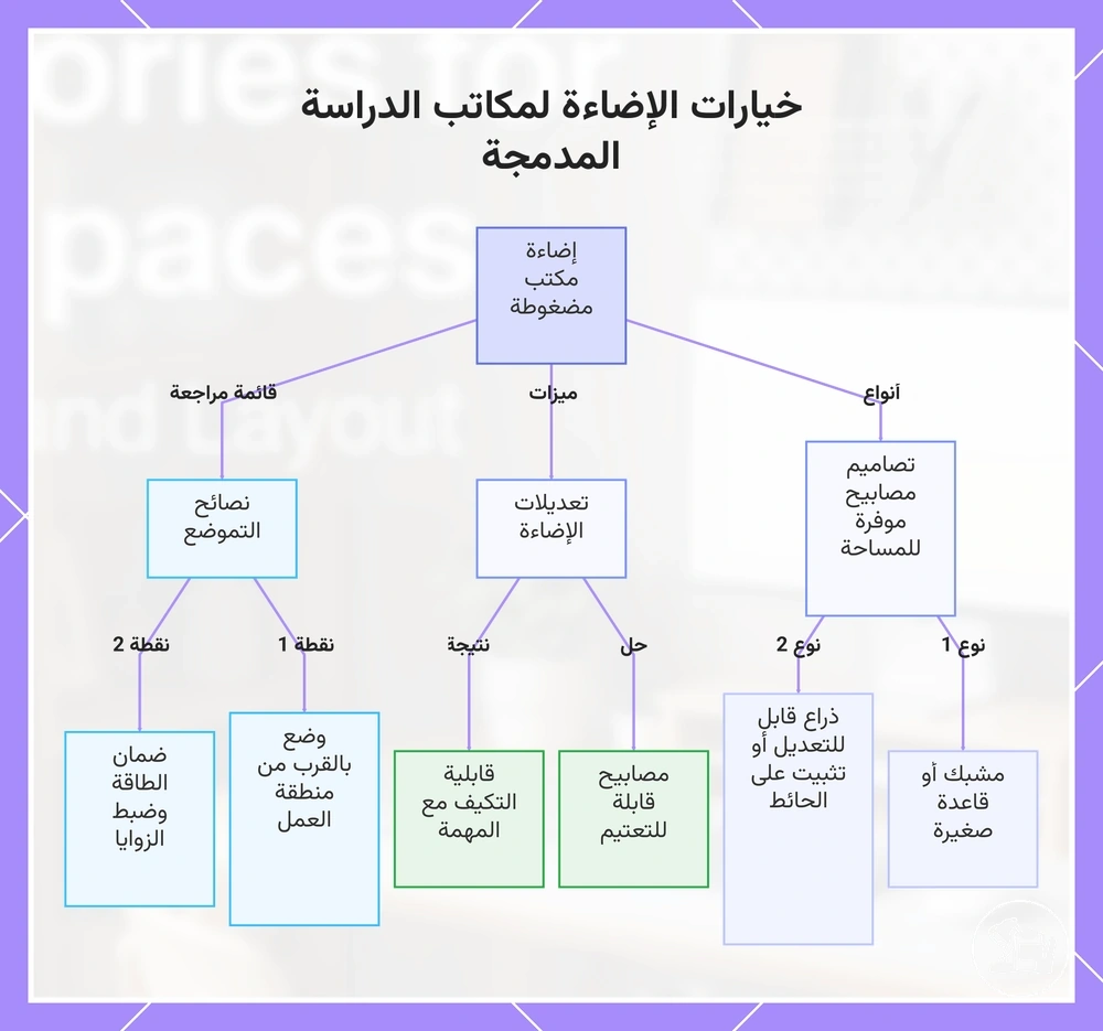 خيارات الإضاءة لمكاتب الدراسة المدمجة