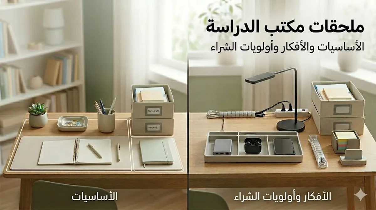 ملحقات مكتب دراسة مرتبة لمساحة عمل نظيفة وعملية