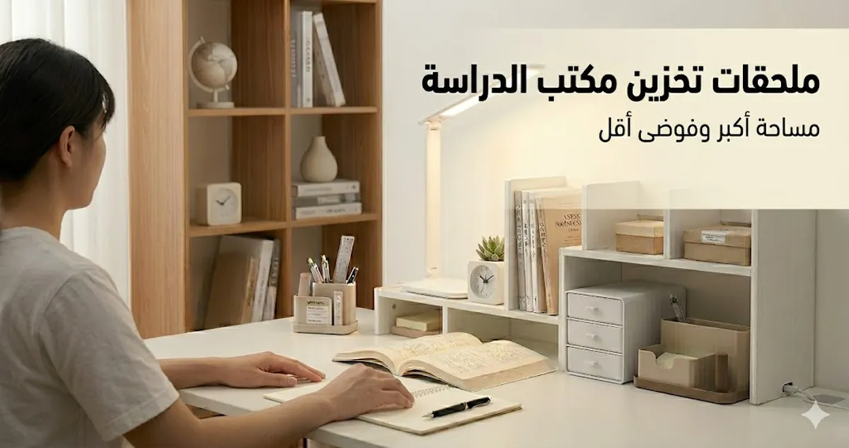 ملحقات تخزين مكتب الدراسة مع رفوف وأدراج ومنظمات لتوفير مساحة عمل أكبر