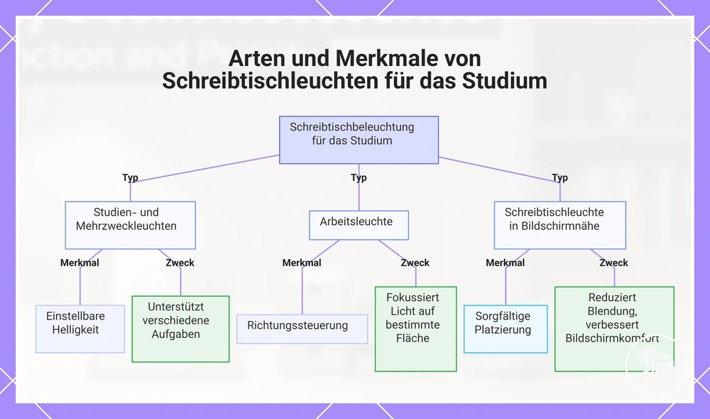 Arten und Merkmale von Schreibtischleuchten für das Studium