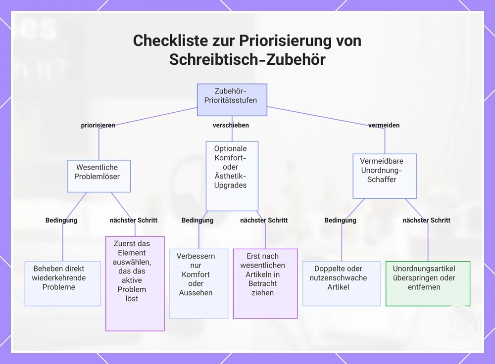 Checkliste zur Priorisierung von Schreibtisch-Zubehör