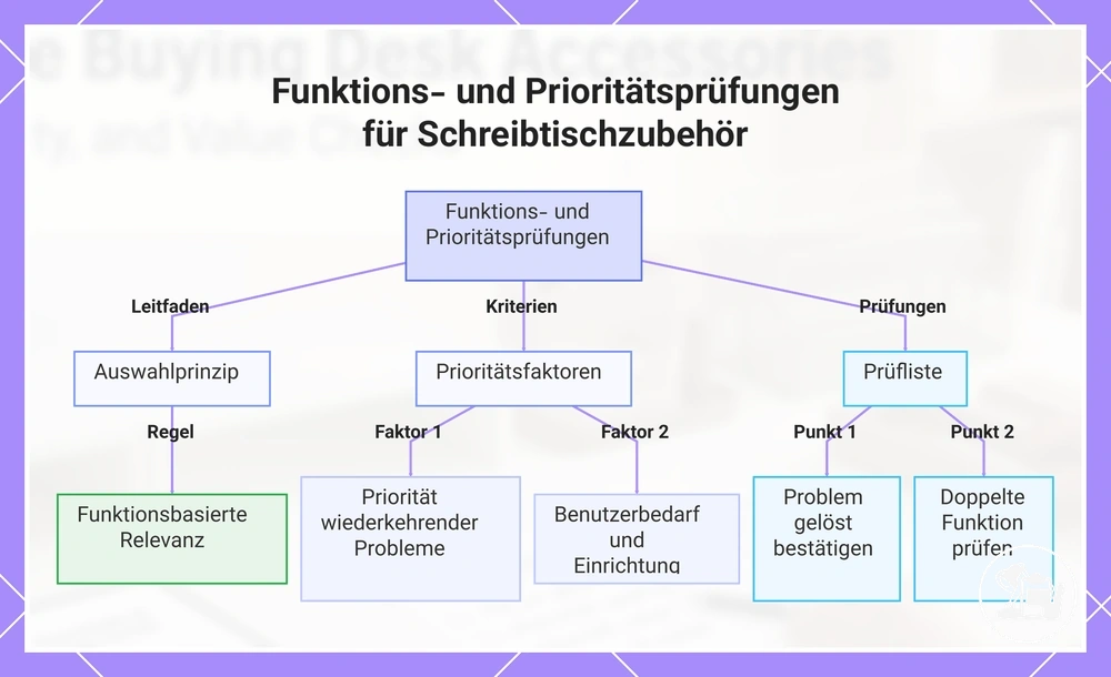 Funktions- und Prioritätsprüfungen für Schreibtischzubehör