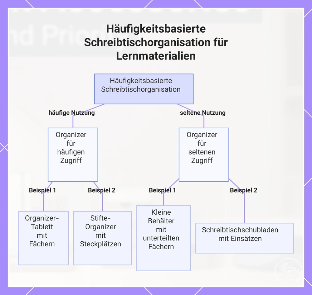 Häufigkeitsbasierte Schreibtischorganisation für Lernmaterialien