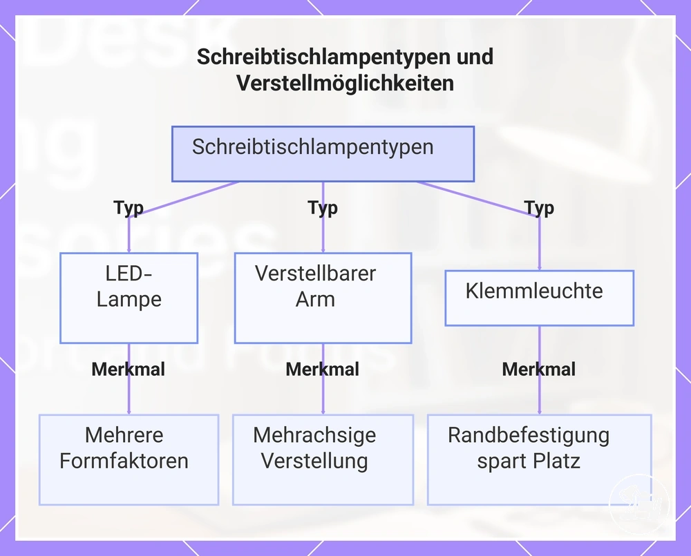 Schreibtischlampentypen und Verstellmöglichkeiten