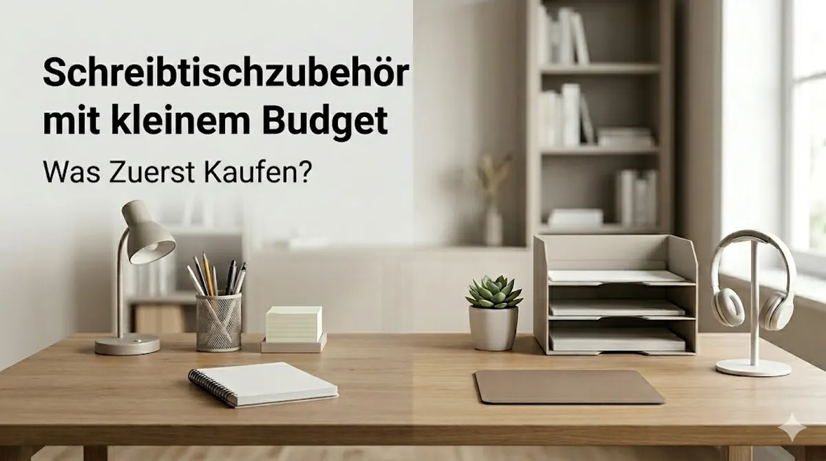 Preisbewusstes Schreibtischzubehör fürs Lernen nach erster Kaufpriorität angeordnet