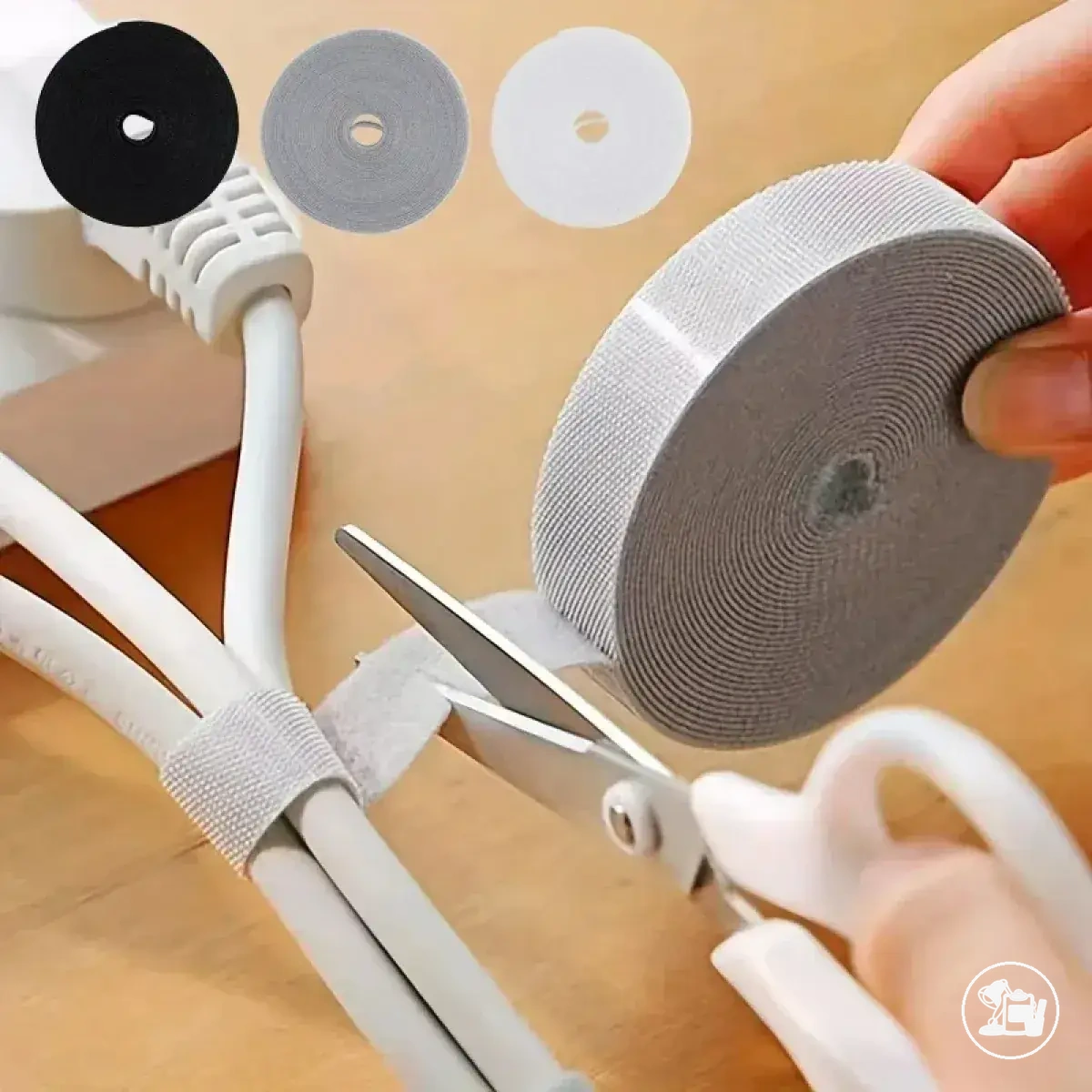 Hook and loop cable ties for organizing USB, earphone, and mouse cords