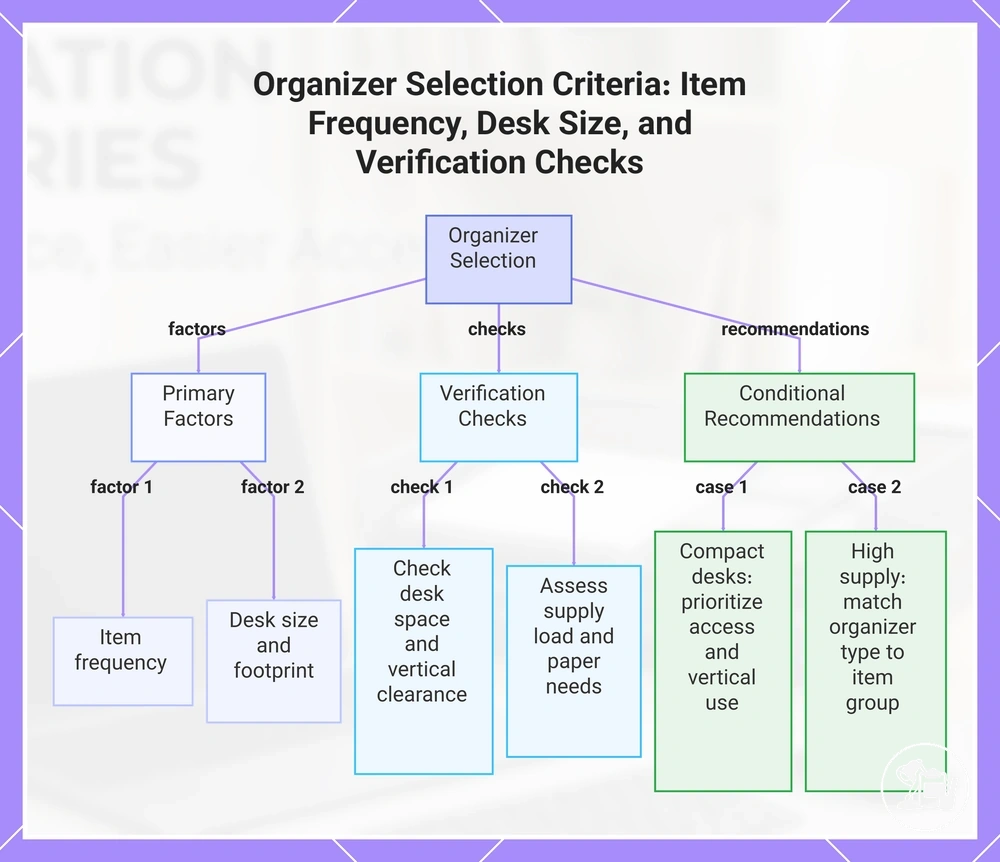 Organizer Selection Criteria: Item Frequency, Desk Size, and Verification Checks
