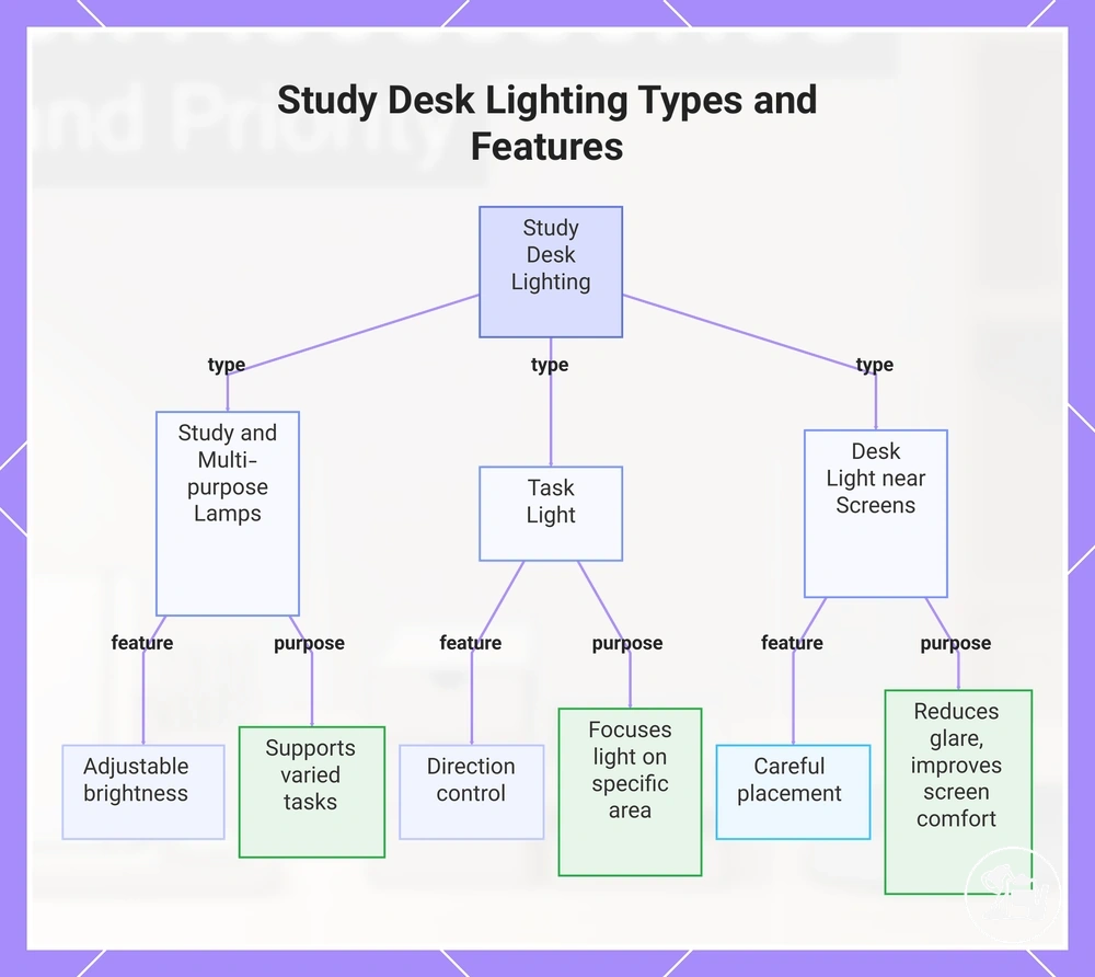 Study Desk Lighting Types and Features