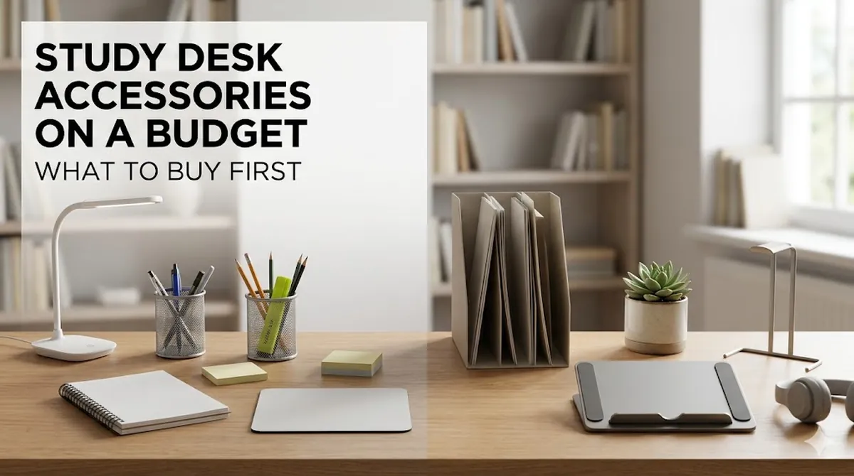 Accesorios económicos para escritorio de estudio ordenados por prioridad de compra