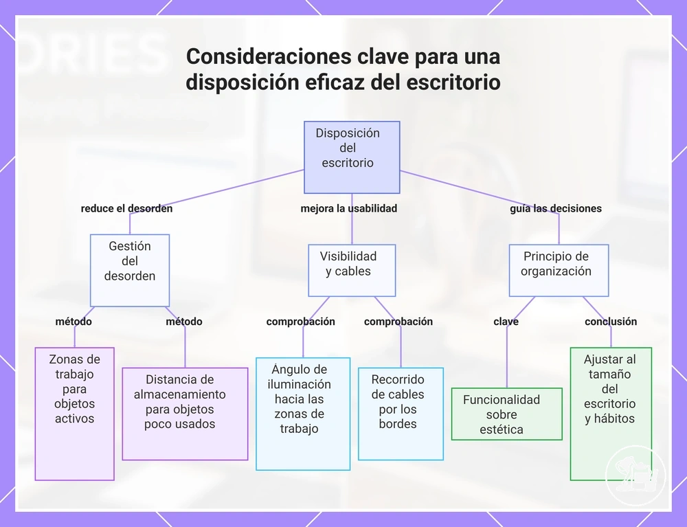 Consideraciones clave para una disposición eficaz del escritorio