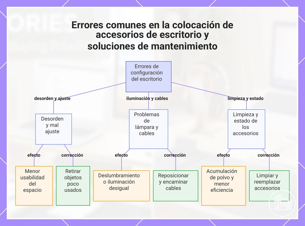 Errores comunes en la colocación de accesorios de escritorio y soluciones de mantenimiento