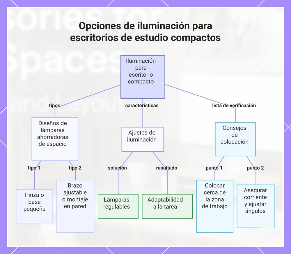 Opciones de iluminación para escritorios de estudio compactos