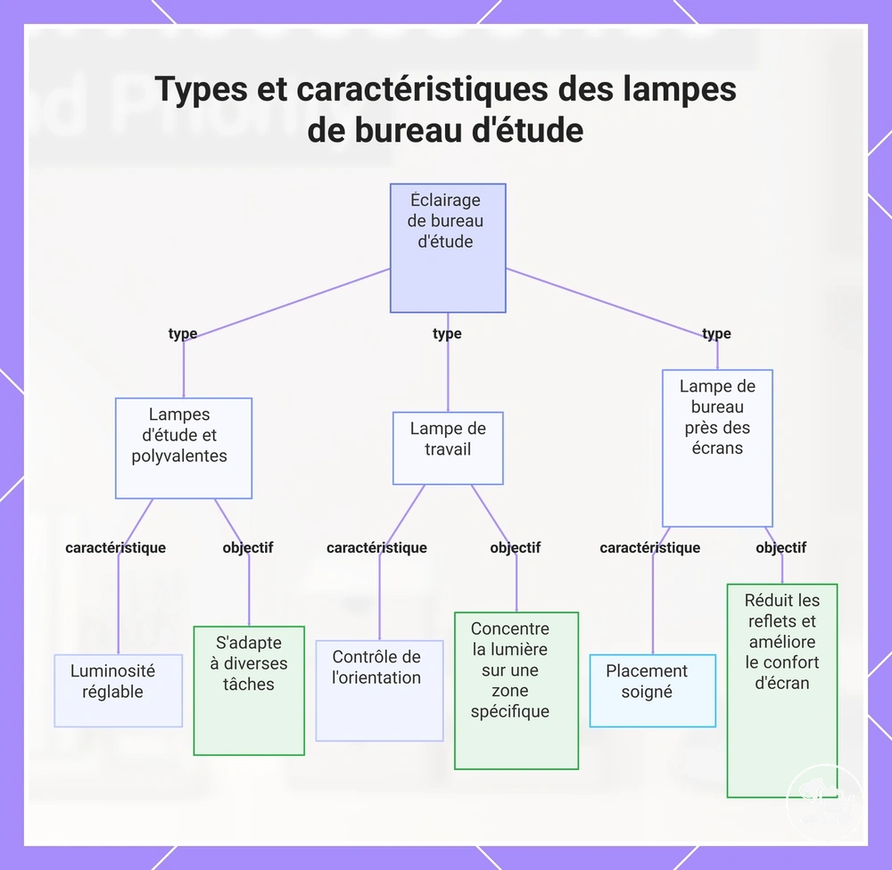 Types et caractéristiques des lampes de bureau d'étude