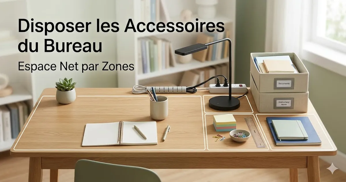 Accessoires pour bureau d’étude disposés par zones pour un espace propre et facile à utiliser
