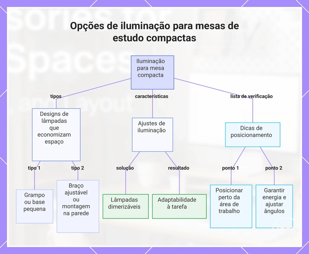Opções de iluminação para mesas de estudo compactas