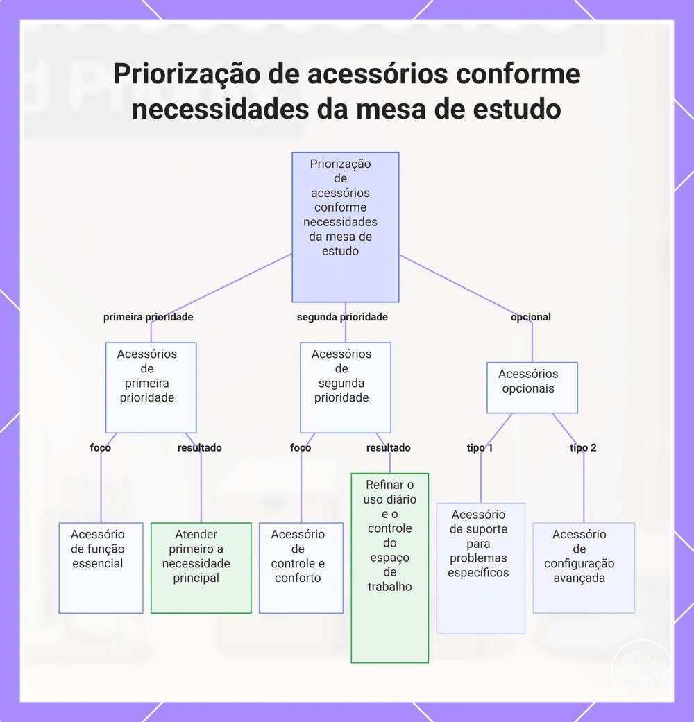 Priorização de acessórios conforme necessidades da mesa de estudo
