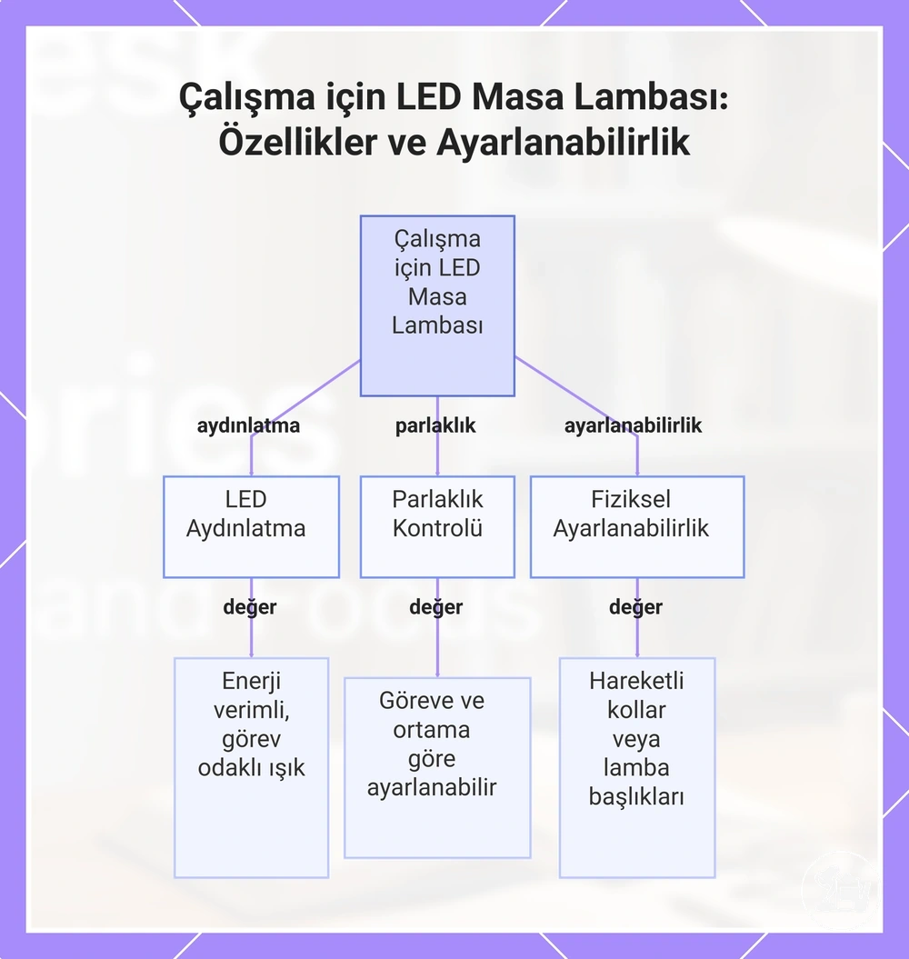 Çalışma için LED Masa Lambası: Özellikler ve Ayarlanabilirlik