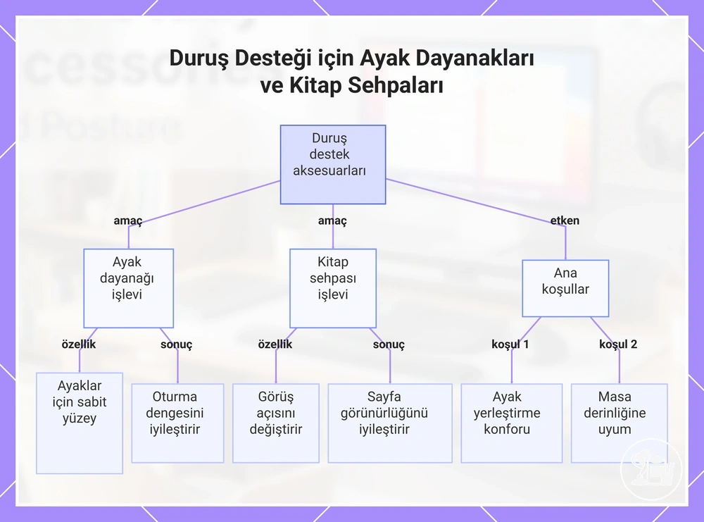 Duruş Desteği için Ayak Dayanakları ve Kitap Sehpaları