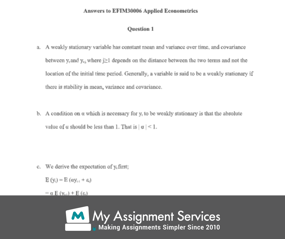 Econometrics Assignment Sample