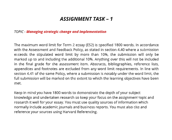 strategic management assignment task