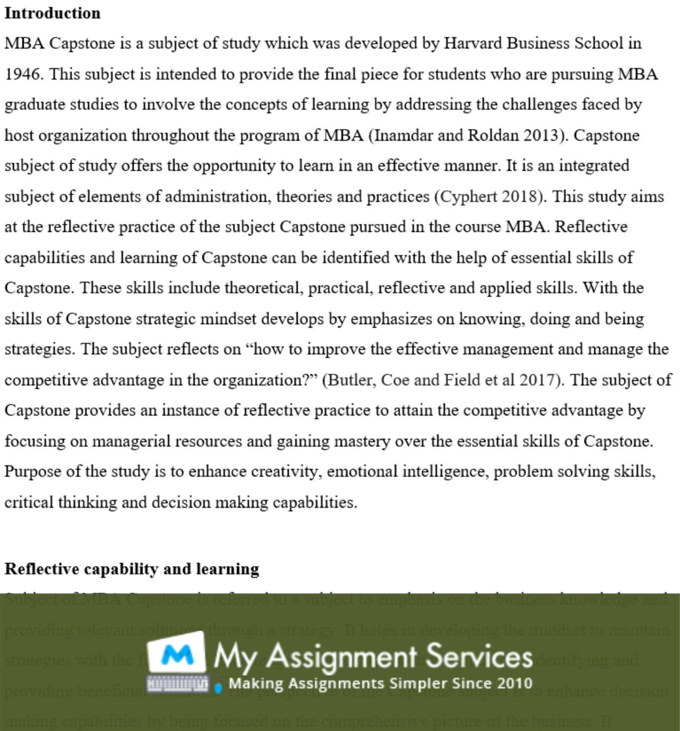MBA essay assessment sample 2