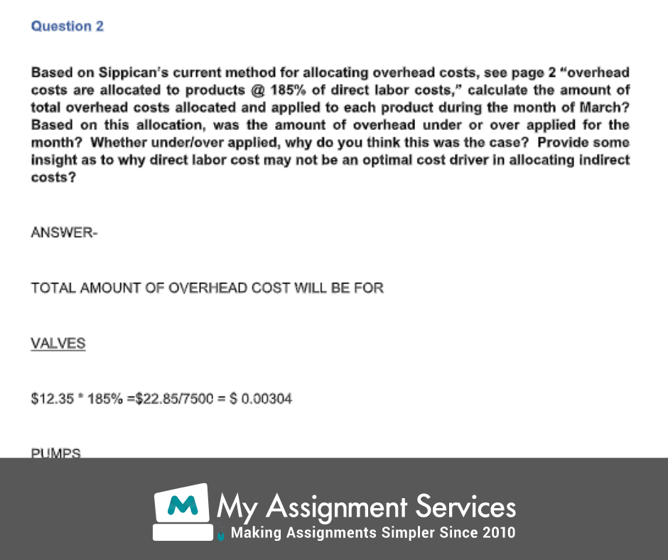 cost accounting assignment sample 3