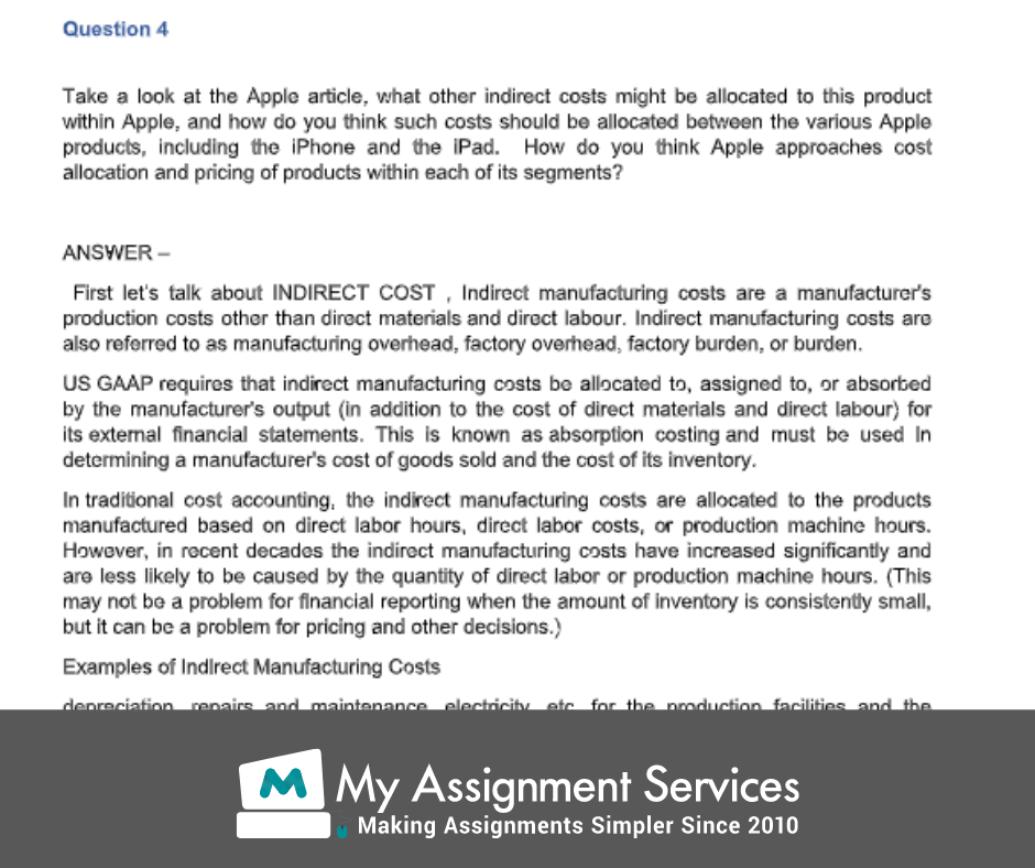 cost accounting assignment sample 5