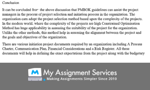 project management assignment conclusion